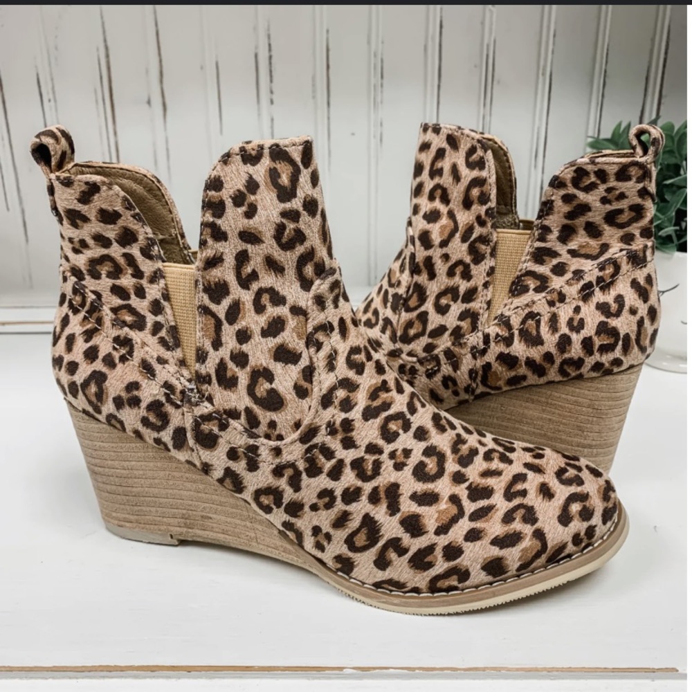 Leopard print booties